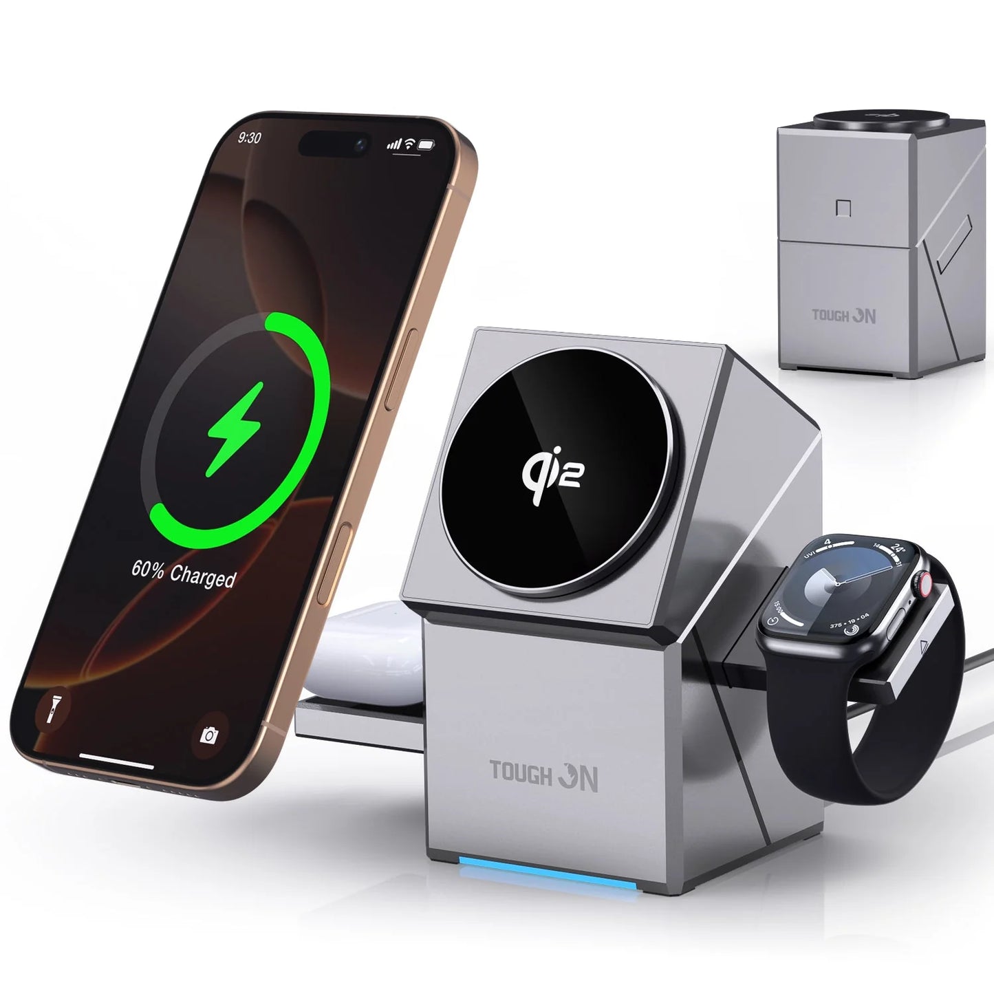 Qi2 Cube 3-in-1 Fast Rotating Apple Charger