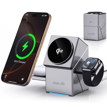 Qi2 Cube 3-in-1 Fast Rotating Apple Charger